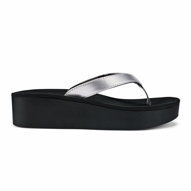 Sandalias Olukai Pi‘o Lua - Chanclas Mujer Plateados 20834-012